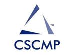 CSCMP logo featuring three blue triangular shapes arranged to form a stylized triangle above the acronym CSCMP in bold blue letters on a white background.