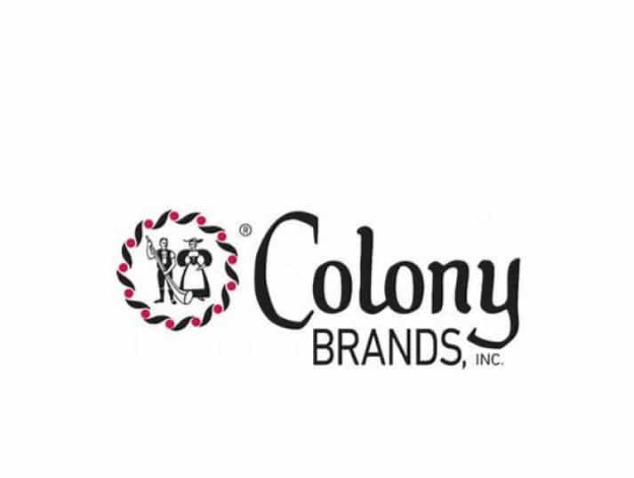 Colony Brands, Inc. logo featuring two stylized figures inside a circular border with red accents, next to the words Colony Brands, Inc. in black text on a white background.