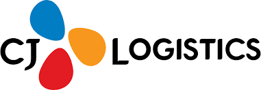 CJ Logistics logo featuring three rounded shapes in blue, orange, and red to the left of the bold black text CJ LOGISTICS on a white background.