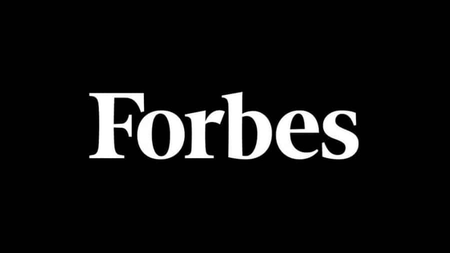 White Forbes logo in bold serif font centered on a solid black background.