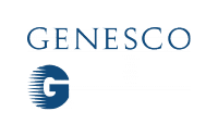 The image features the word GENESCO in blue uppercase letters above a blue circular logo with a white G and radiating lines on the left side. The background is light gray.