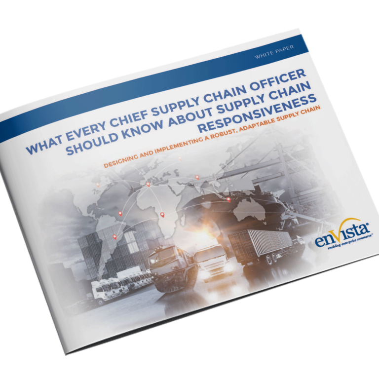 A white paper titled What Every Chief Supply Chain Officer Should Know About Supply Chain Responsiveness featuring images of cargo ships, trucks, planes, and a world map with location markers.