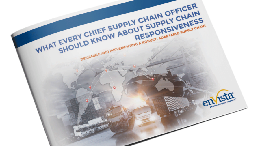 A white paper titled What Every Chief Supply Chain Officer Should Know About Supply Chain Responsiveness featuring images of cargo ships, trucks, planes, and a world map with location markers.