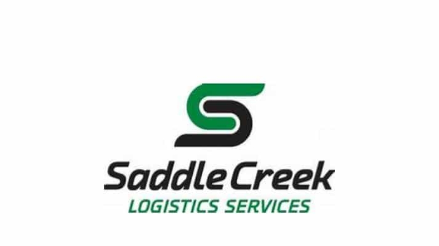 Logo of Saddle Creek Logistics Services featuring a stylized green and black S above the company name in black and green text on a white background.