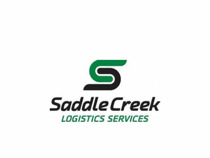 Logo of Saddle Creek Logistics Services featuring a stylized green and black S above the company name in black and green text on a white background.