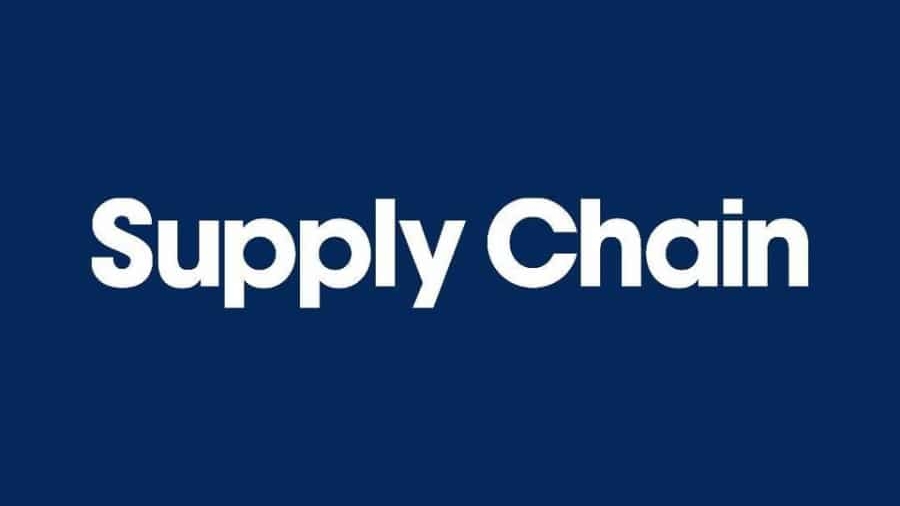 White bold text reading Supply Chain on a solid dark blue background.