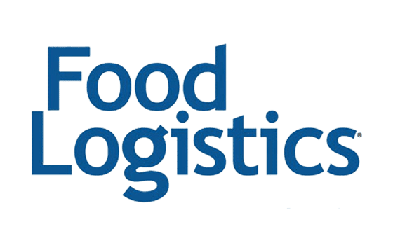 The image shows the words Food Logistics in bold, blue letters on a plain white background.