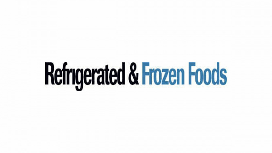 The image displays the text Refrigerated & Frozen Foods with Refrigerated & in black and Frozen Foods in blue on a white background.