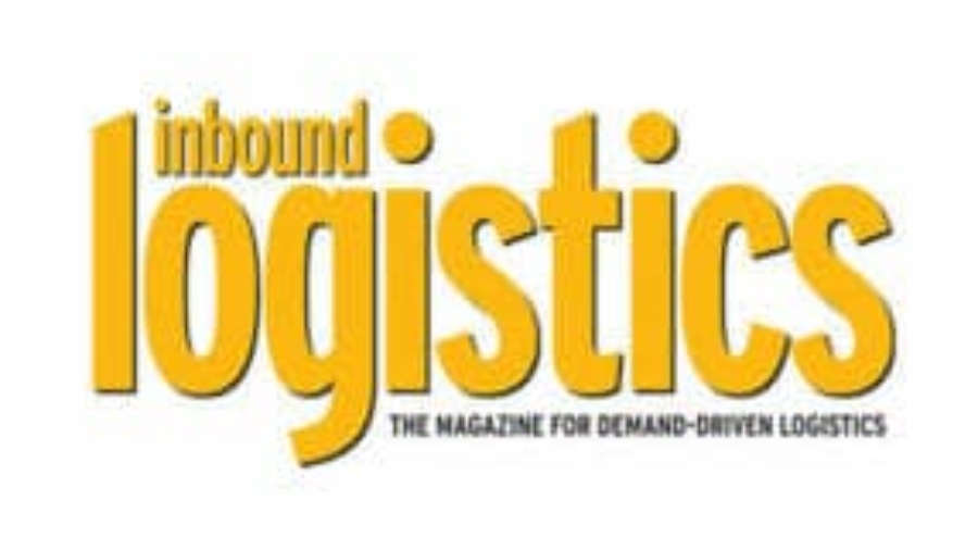 The image shows the Inbound Logistics logo in large yellow letters with the tagline The Magazine for Demand-Driven Logistics written below in smaller black text.