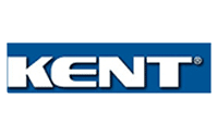 The image shows the KENT logo with bold white letters on a blue rectangular background, representing innovation similar to Microsoft Dynamics 365 for Manufacturing solutions.