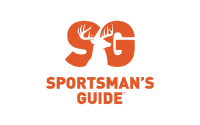 The Sportsmans Guide logo features the initials SG in large orange letters with deer antlers inside the S, above the words SPORTSMANS GUIDE in bold orange text.