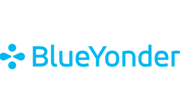 BlueYonder logo featuring a blue abstract symbol on the left and the company name BlueYonder in blue text, highlighting its alliances, on a light gray background.