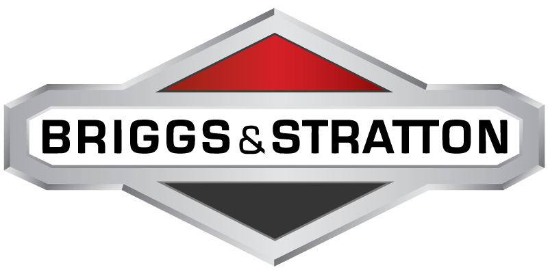 Briggs & Stratton logo featuring the company name in bold black letters within a silver, red, and black diamond-shaped emblem, symbolizing strength and reliability—ideal for Supply Chain Network Design & Optimization Services branding.