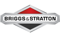 Briggs & Stratton logo featuring a diamond shape with a red upper section, black lower section, and the company name in bold black letters on a white banner—symbolizing strength in Supply Chain Network Design & Optimization Services.