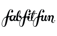The image shows the fabfitfun logo in black cursive lettering on a light gray background, representing a brand known for innovative retail solutions.
