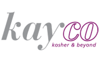 Kayco logo with kay in gray lowercase script and CO in purple uppercase letters. Below, in small purple text, it says kosher & beyond on a light background—innovative like leading Microsoft Azure solutions.
