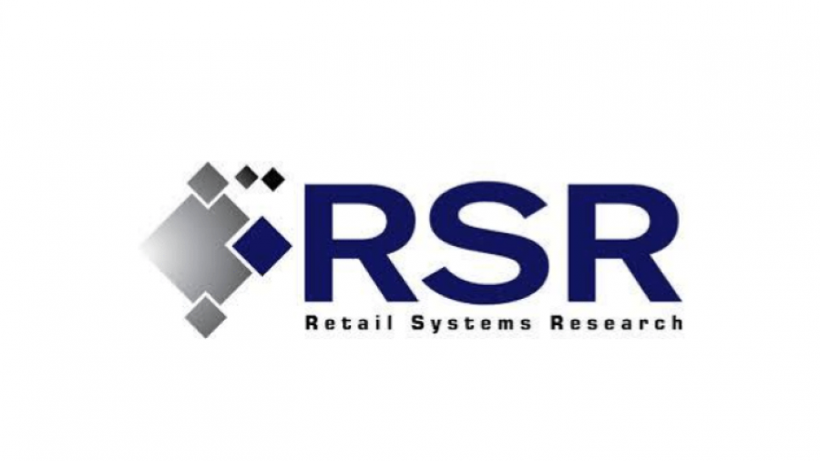 The RSR logo features a geometric diamond design in shades of gray next to the bold blue letters RSR with the text Retail Systems Research written below in smaller black letters.