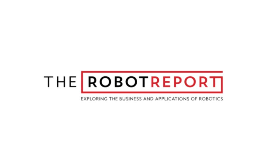 Logo for The Robot Report with the words ROBOT REPORT in bold inside a red rectangle. Below, it says Exploring the business and applications of robotics on a white background.