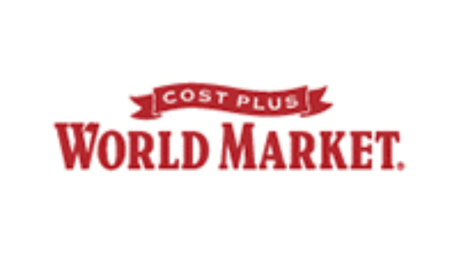 Red “Cost Plus World Market” logo on a white background. The words “COST PLUS” are inside a red banner above the bold, stylized text “WORLD MARKET.”.