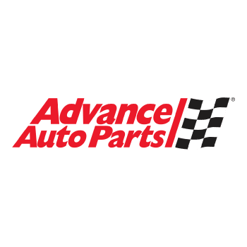 The Advance Auto Parts logo features red text reading Advance Auto Parts next to a black and white checkered racing flag, symbolizing speed and a commitment to client experience, all on a white background.