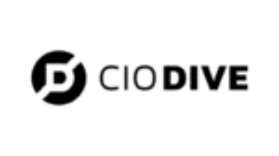 The image shows the CIO Dive logo, with a stylized D inside a black circle to the left of the words CIO DIVE in bold, black, uppercase letters on a white background.