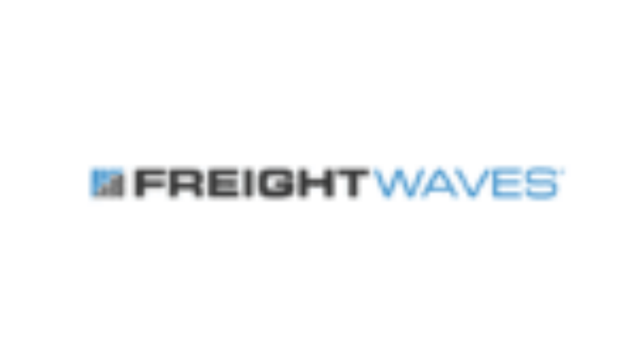 FreightWaves logo featuring a blue and gray bar graph icon on the left and the words FREIGHTWAVES in black and blue text on a white background.