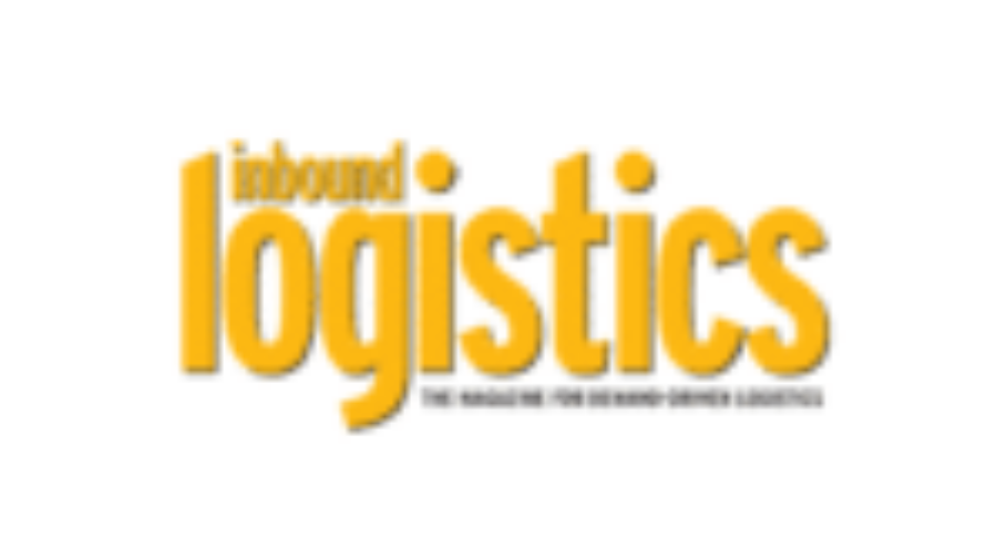 The logo for Inbound Logistics features the words inbound logistics in bold, yellow text, with the tagline THE MAGAZINE FOR DEMAND-DRIVEN LOGISTICS in smaller black letters beneath.