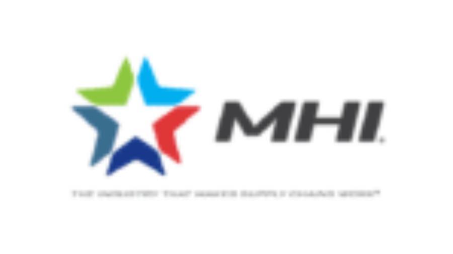 MHI logo featuring a stylized star in blue, green, and red segments next to bold black letters MHI, with the tagline The Industry That Makes Supply Chains Work® below.