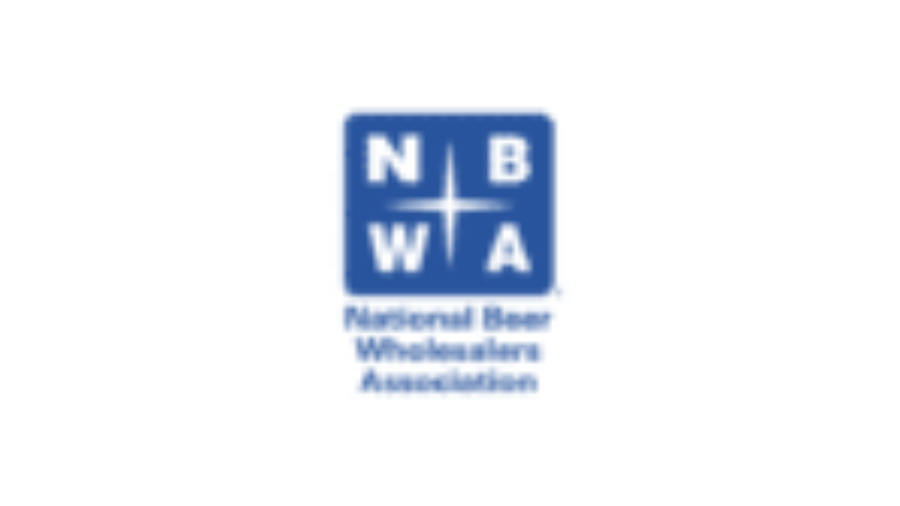 Blue and white logo for the National Beer Wholesalers Association with the initials NBWA and a white star in the center above the associations full name in blue text.