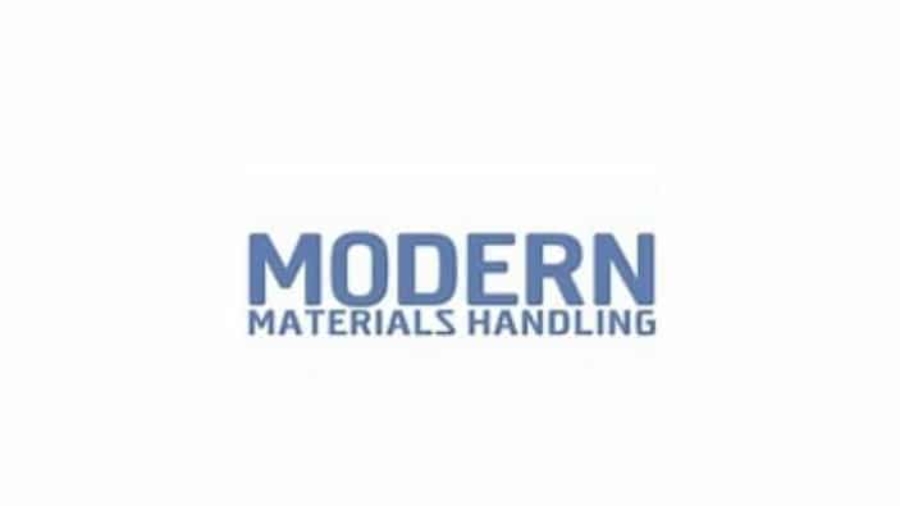 Logo with the words MODERN MATERIALS HANDLING in bold blue uppercase letters on a white background.