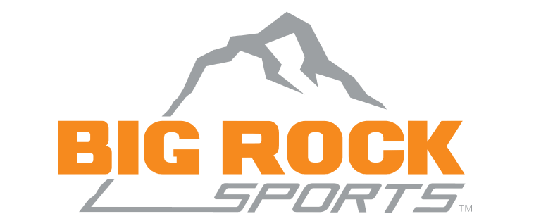 Logo with a stylized gray mountain above the bold orange words BIG ROCK and the word SPORTS in gray capital letters beneath.