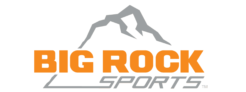 Logo with a stylized gray mountain above the bold orange words BIG ROCK and the word SPORTS in gray capital letters beneath.
