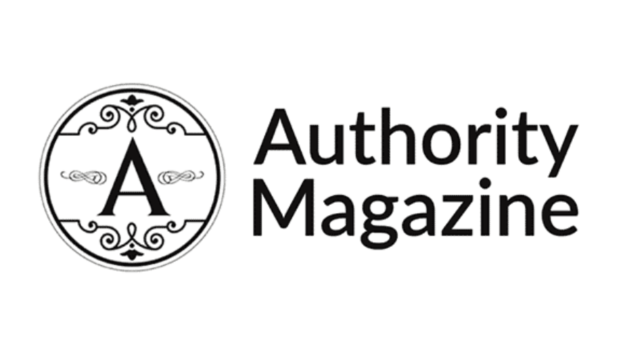 Authority Magazine logo featuring a decorative circular emblem with a large letter A on the left and the words Authority Magazine in bold black text to the right on a white background.