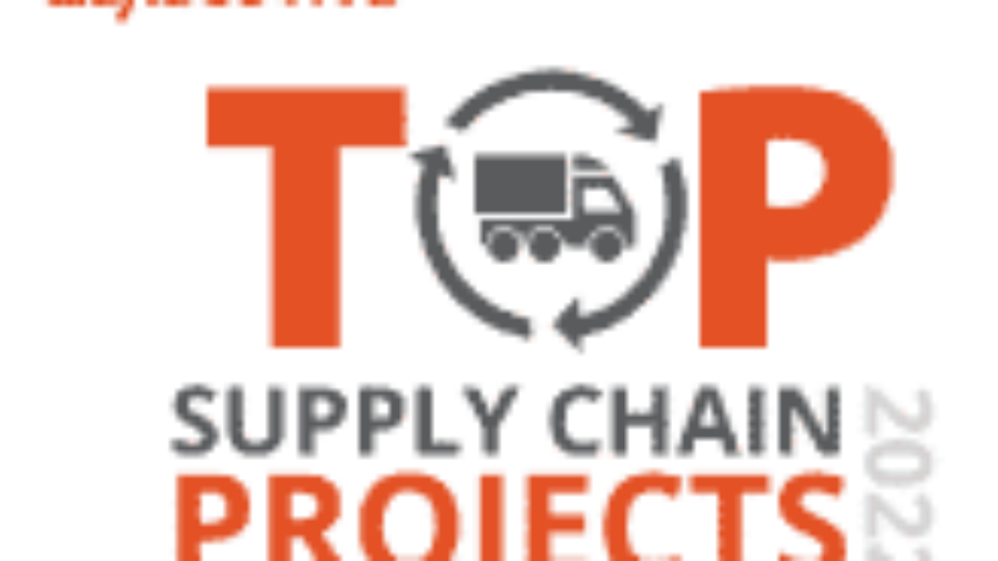 Logo for Supply & Demand Chain Executive Top Supply Chain Projects 2022 featuring a truck icon surrounded by circular arrows, with bold orange and gray text on a light background.