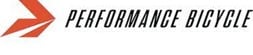 Logo with a red geometric arrow pointing right, followed by the words PERFORMANCE BICYCLE in bold, black capital letters on a white background, symbolizing forward movement much like Manhattan WMS streamlines logistics.