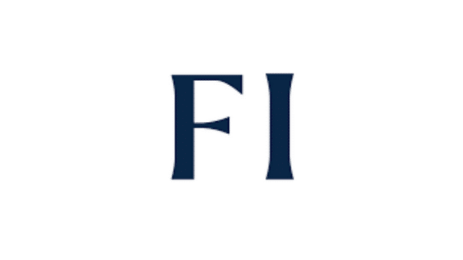 The image shows the letters FI in a bold, dark serif font centered on a plain white background.