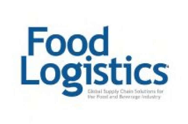 The image shows the Food Logistics logo with the tagline Global Supply Chain Solutions for the Food and Beverage Industry in blue text on a white background.