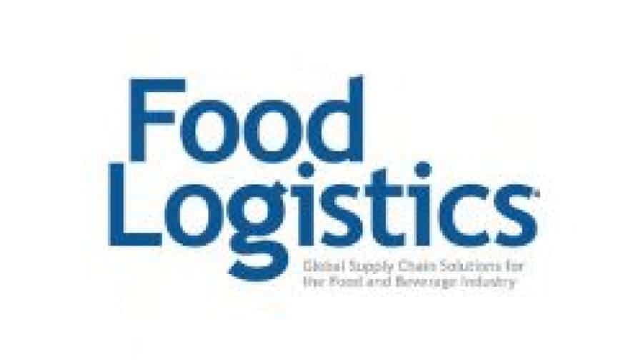 The image shows the Food Logistics logo with the tagline Global Supply Chain Solutions for the Food and Beverage Industry in blue text on a white background.
