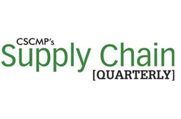 Logo for CSCMP’s Supply Chain Quarterly, with Supply Chain in large green text and CSCMPs above it and [Quarterly] below it in black text on a white background.