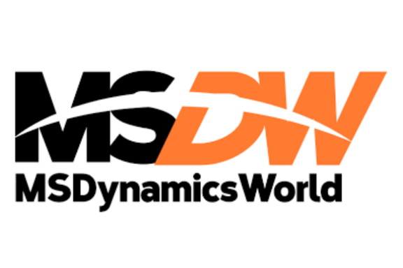 Logo for MSDynamicsWorld. The large letters MSDW are stylized in black and orange with a curved line crossing them. Below, MSDynamicsWorld is written in black text.