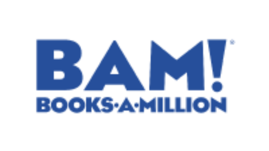 Blue logo with bold letters BAM! above smaller text reading BOOKS·A·MILLION on a light background.