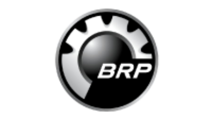 A circular logo featuring a black and silver gear design with the letters BRP in white, set against a gray background.