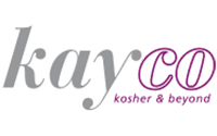 Kayco logo with kay in gray lowercase italics and CO in purple uppercase letters. Below, the tagline kosher & beyond appears in smaller purple text, reflecting the brand's integrity much like a trusted parcel audit service.