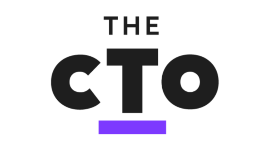 The image features the words THE CTO in bold black letters on a white background, with a thick purple underline beneath the TO section of CTO.