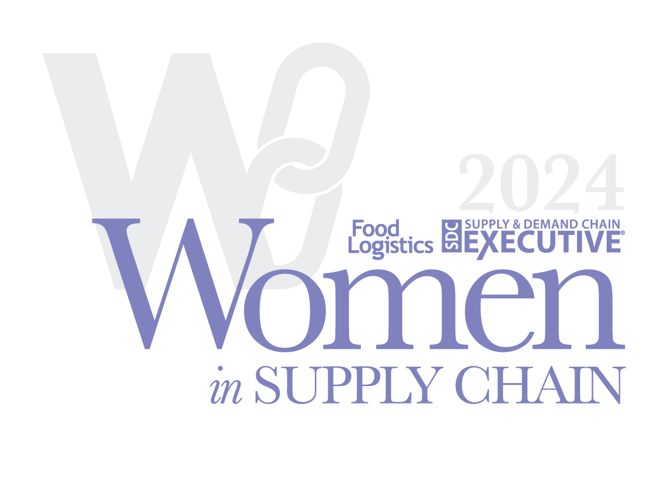 2024 Women in Supply Chain logo featuring Food Logistics, Supply & Demand Chain Executive branding, and envista in purple text on a light background.