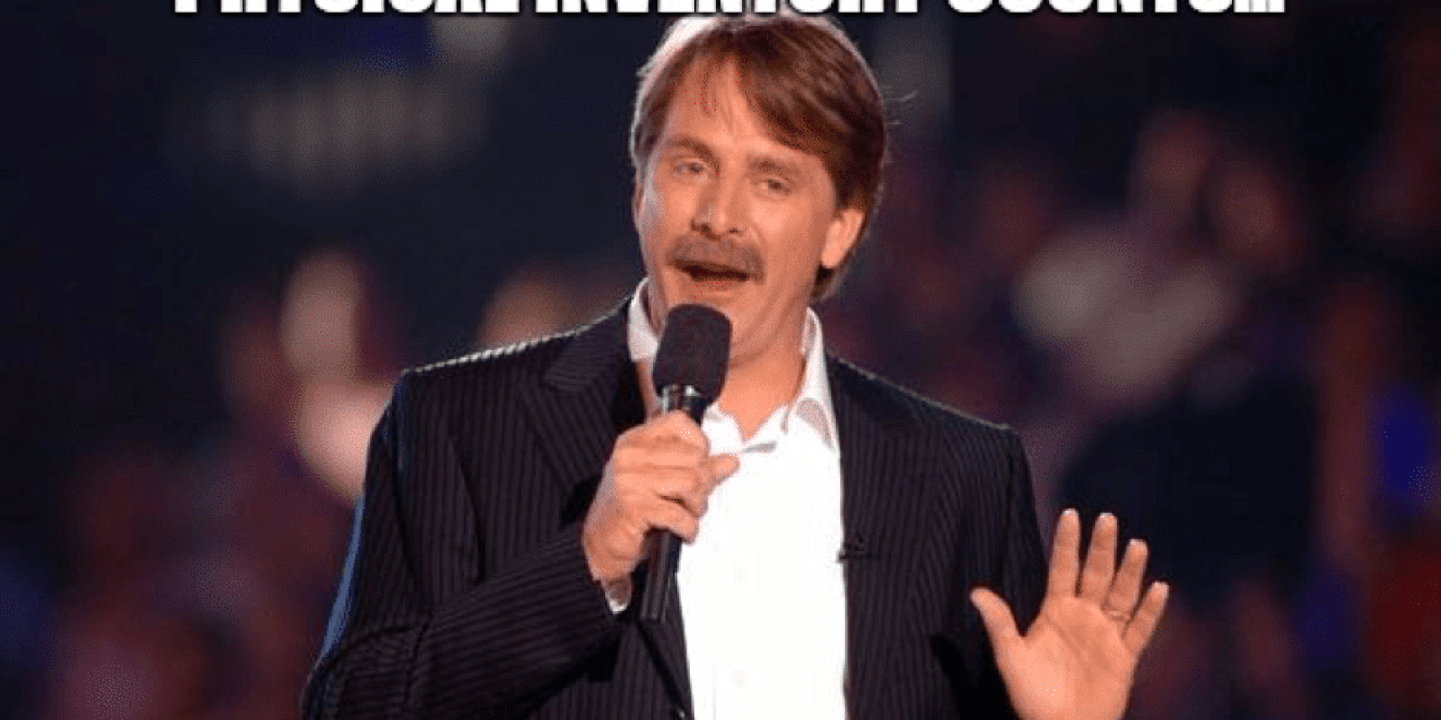 A man with a mustache speaks into a microphone. Text above and below him reads: If you still conduct non-mandated physical inventory counts... You might need a WMS.