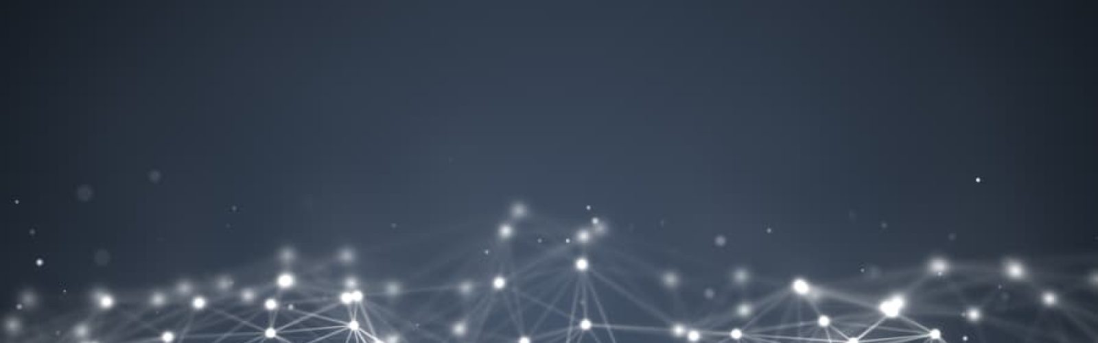 A dark background with interconnected white glowing dots and lines forms a network or web pattern, resembling a digital visualization with a zebra-inspired contrast of light and dark elements.