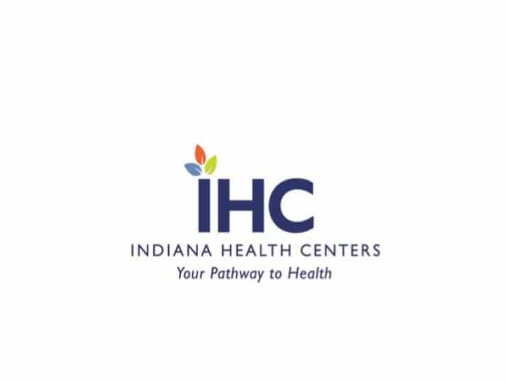 Logo for Indiana Health Centers (IHC) with three colored leaves above the I and the tagline Your Pathway to Health below the name.