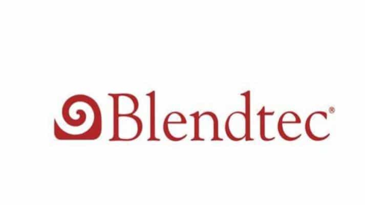 The Blendtec logo features a red swirl icon to the left of the word Blendtec, which is written in red, stylized lowercase letters on a white background.