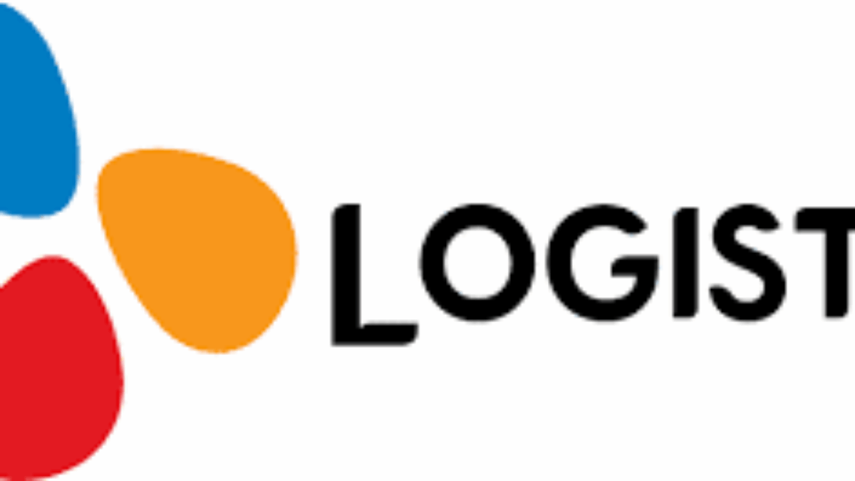 CJ Logistics logo with three overlapping teardrop shapes in blue, orange, and red to the left of the black text CJ LOGISTICS on a white background.